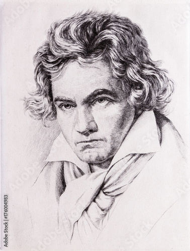 Portrait of Ludwig van Beethoven.