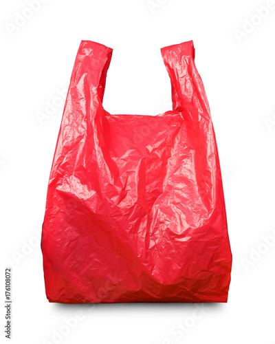 Red plastic bag with clipping path
