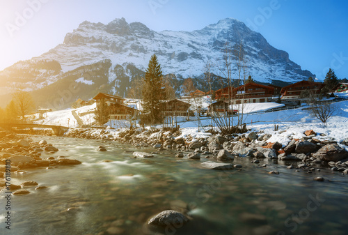 Beautiful scenic landscape in winter, Interlaken, Switzerland, Europe