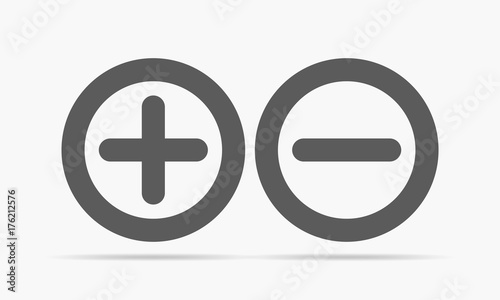 Plus and minus round icons. Vector illustration