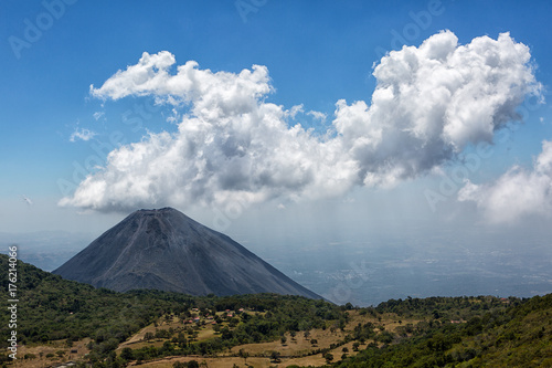 view of Izalco volcano from the Santa Ana volcano in Ceroo Verde national park El Salvador