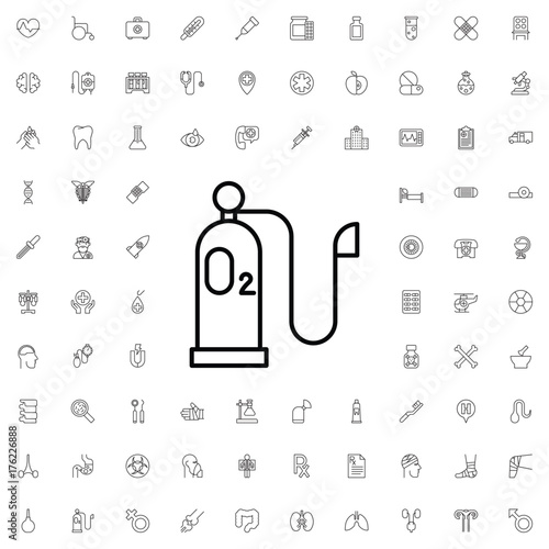 Oxygen icon. set of outline medicine icons.