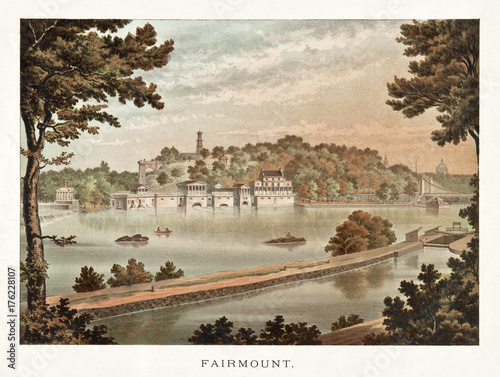Old view of Faimount, Philadelphia, Pennsylvania. By unidentified author, publ. in 1871