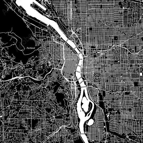 Portland, Oregon. Downtown vector map.