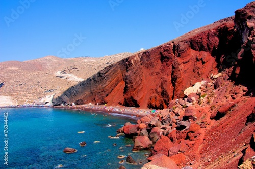 beautiful red beach in santorini