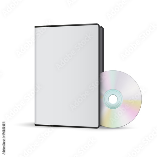 Open dvd software package template, vector, isolated on white