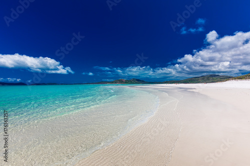 Whitehaven Beach with white sand in the Whitsunday Islands, Queensland, Australia