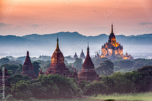 Bagan, Myanmar temples in the Archaeological Zone.