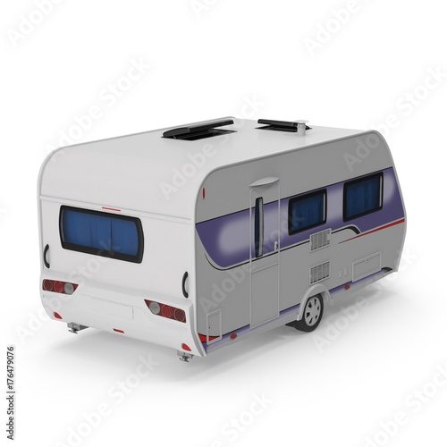 camper trailer on white. 3D illustration