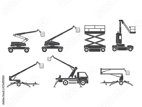 Lifting machine icons set. Vector. Illustration