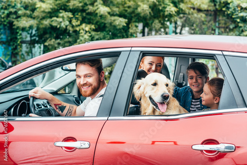 family travelling by car