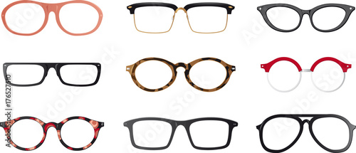 Set of realistic eyeglasses frames, EPS 8 vector illustration, no transparencies, no mesh