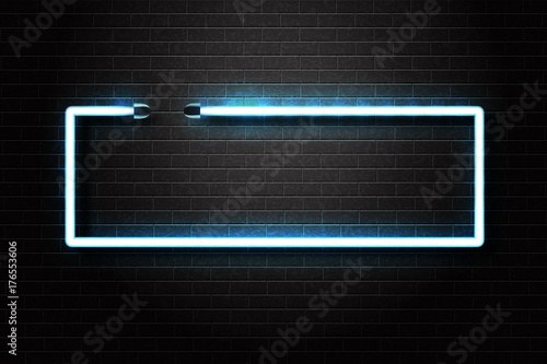 Vector realistic isolated neon sign of blue frame for decoration and covering on the wall background.