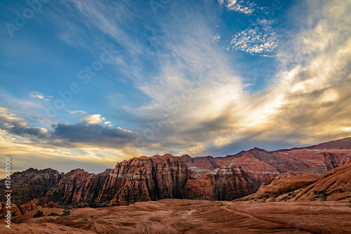 Clouds float over the Snow Canyon state park in St. George, Utah