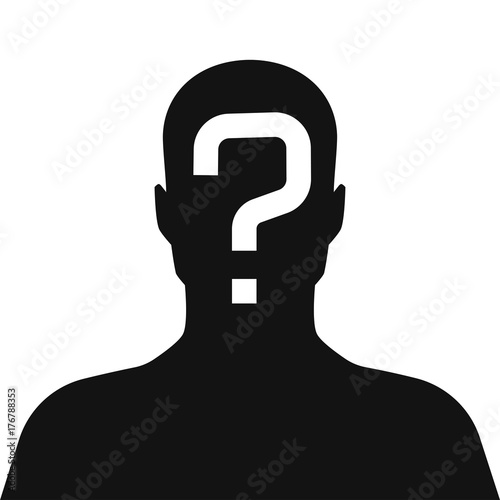 incognito, unknown person, silhouette of man on white background