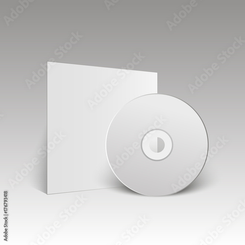 Blank white compact disk. Mock up. CD disk. Vector illustration