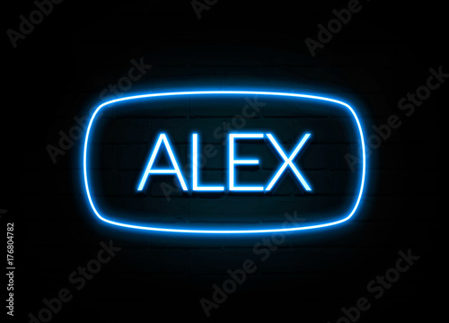 Alex - colorful Neon Sign on brickwall