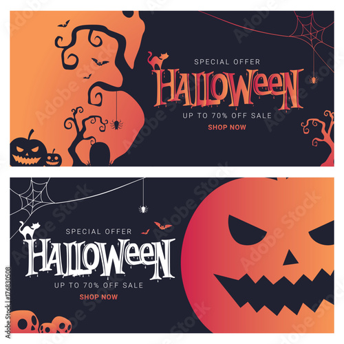 Halloween big sale banner. Vector illustration