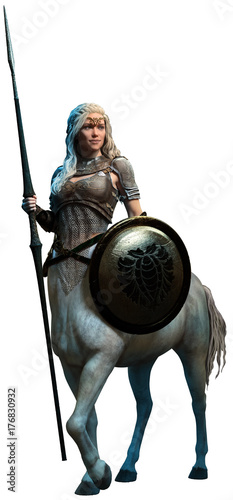 Female Centaur with spear 3D illustration