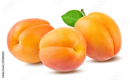 Fresh apricot isolated on white background with clipping path