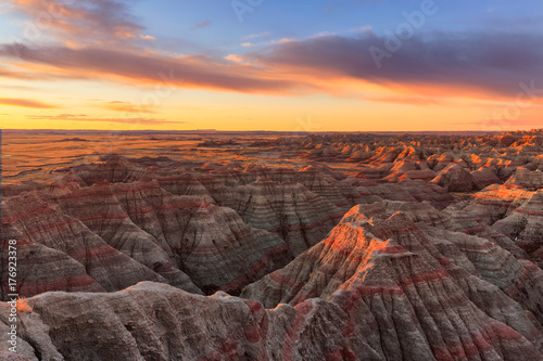 The sun rises over Badlands National Park, South Dakota