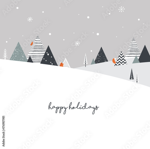 Christmas winter landscape background. Abstract Vector