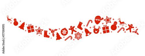 Panoramic banner with Christmas decorations. Vector.