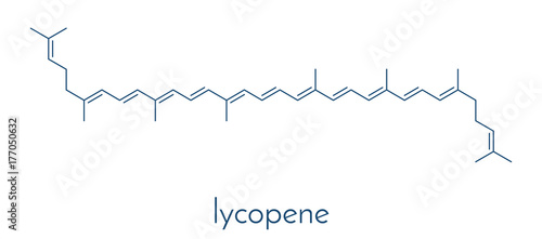 Lycopene red tomato pigment molecule. Skeletal formula.