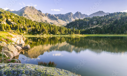 Estany Primer lake in Andorra, Pyrenees Mountains