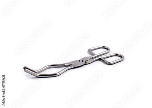 Crucible Tongs stock images. Laboratory tweezers images. Laboratory equipment on a white background