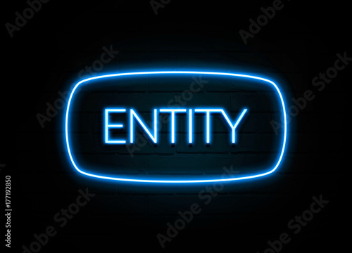 Entity - colorful Neon Sign on brickwall