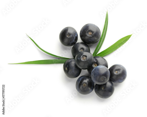 Fresh acai berries, isolated on white