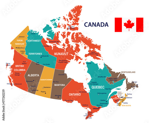 Canada - map and flag illustration