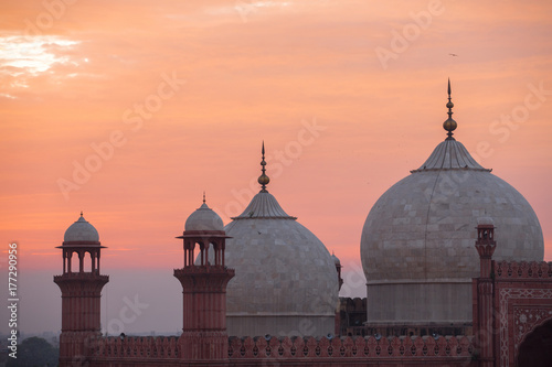The Emperors Mosque - Badshahi Masjid at sunset