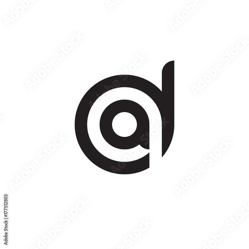 Initial letter da, ad, a inside d, linked line circle shape logo, monogram black color