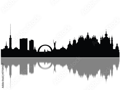 Detailed Kiev Monuments Skyline Silhouette