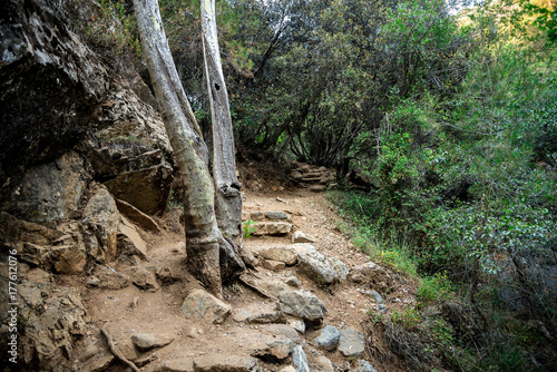 A tourist hiking trek to Caledonia waterfall near Platres, Cyprus