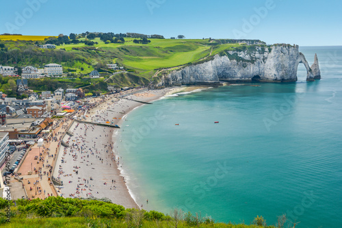 Scenic panoramic sight in Etretat, Seine-Maritime department in Normandy, France