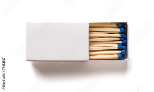 top view matchbox on white with clipping path