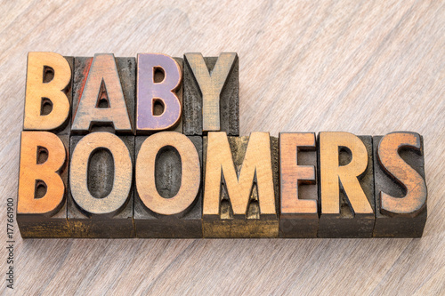 Baby boomers word abstract in wood type