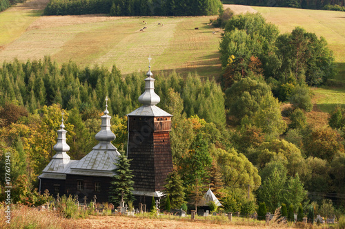 historic wooden church in Leszczyny