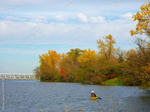A woman kayaking in Montreal, Canada
