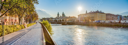 Inn river on its way through Innsbruck, Austria.