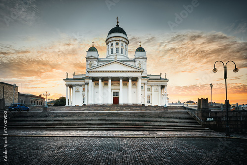 Helsinki Cathedral on early morning sunrise time.