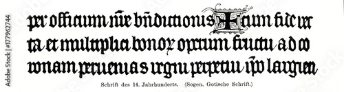 Blackletter, 14th century (from Meyers Lexikon, 1896, 13/420/421)