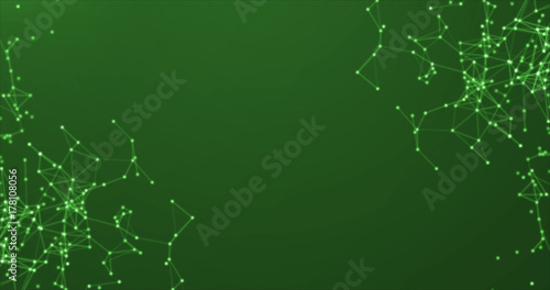 Green abstract background with plexus and triangles