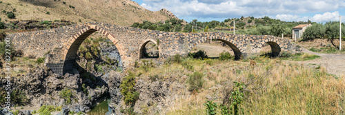Panorama of Ponte di Saraceni, near Adrano, Sicily, Italy