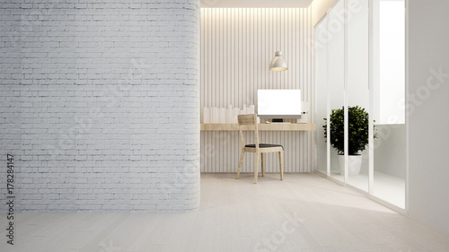 workplace blue in hotel or apartment - Interior design - 3D Rendering