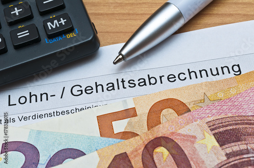 Verdienstabrechnung - Einkommen - Lohnabrechnung - Gehaltsabrechnung - Finanzamt