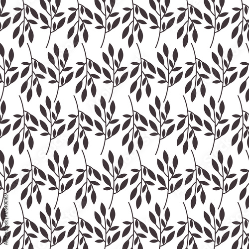plant branch leaves natural seamless pattern design